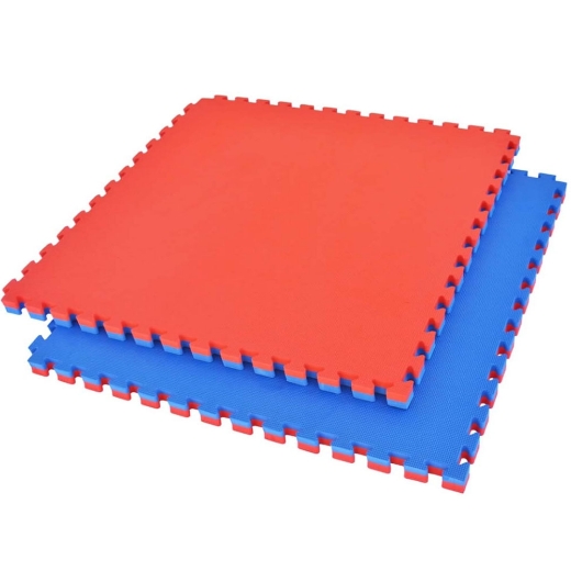Tatami strunjača 100 x 100 cm - 2 cm debljina - plavo-crvena